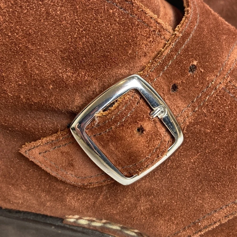 BONTONI Visionario Brown Suede Monk Boot 9.5 Italian Designer Old Money Luxury